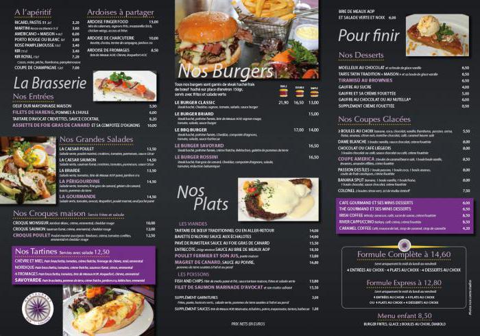 bar à bière photo du menu