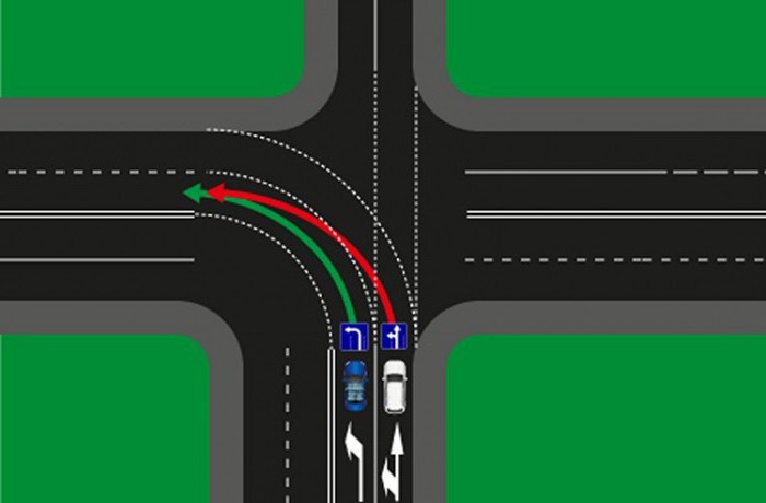intersection à sens unique avec une bande de division