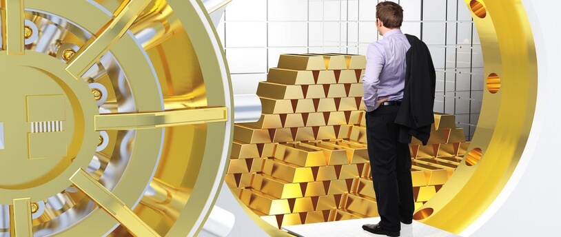 Lingots d'or dans un bocal
