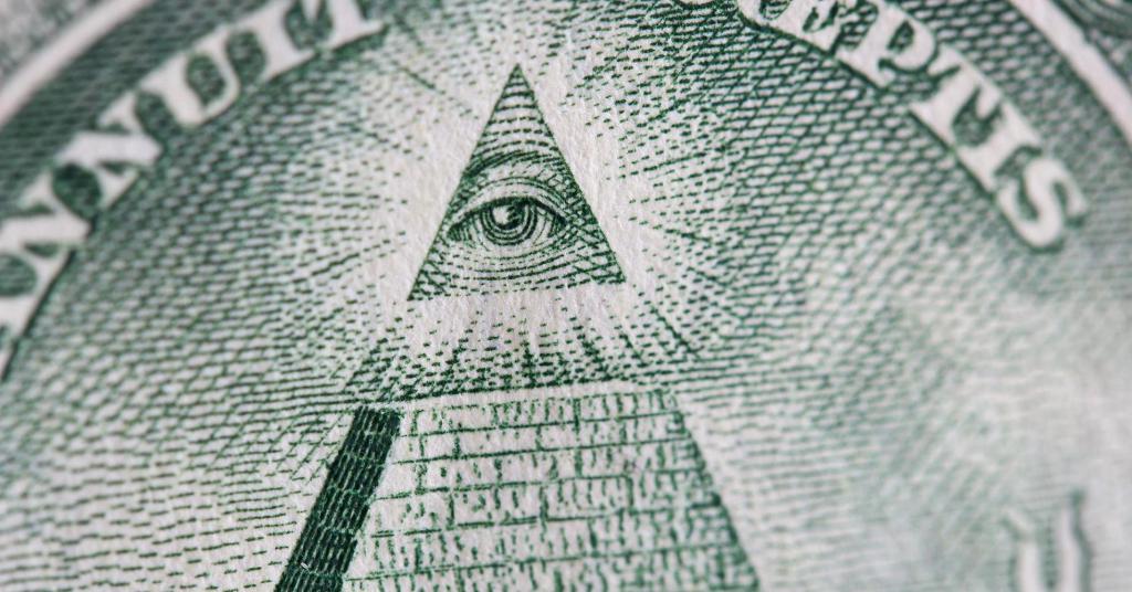 Signe de la pyramide sur le billet de banque de la monnaie américaine