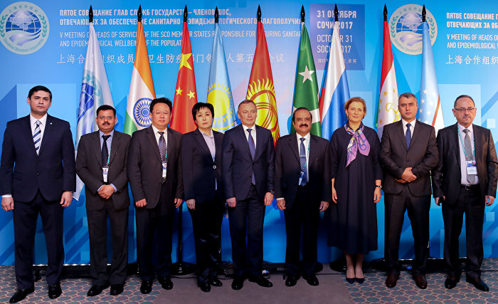 La photo finale des responsables de la SES des pays membres de l'OCS