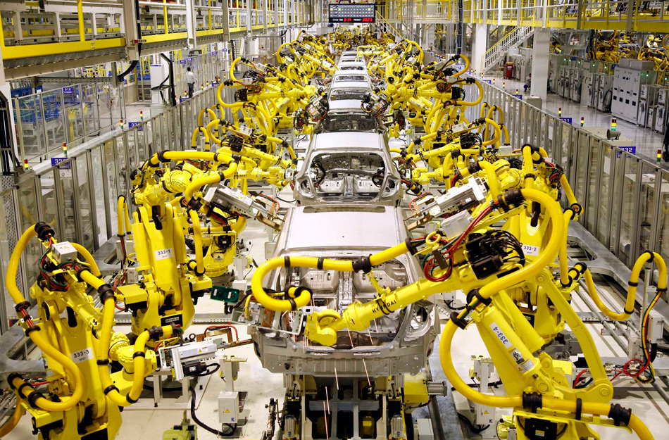 Fabrication de voitures robotisées en Corée du Sud